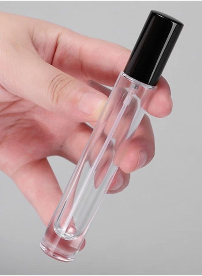 ELFENSTALL - 5pcs 10ml 1/3oz Black Silver Metal Spray Bottle Refill Perfume Hydrating Fragrance Fine Mist Atomizer Cosmetic Container Round Tube Party Makeup Tool Travel Gift Sample - Image 1