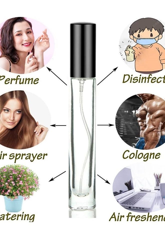 ELFENSTALL - 5pcs 10ml 1/3oz Black Silver Metal Spray Bottle Refill Perfume Hydrating Fragrance Fine Mist Atomizer Cosmetic Container Round Tube Party Makeup Tool Travel Gift Sample - Image 1