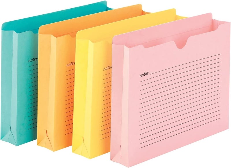 Notes File Jacket, Letter Size, Straight-Cut Tab, 2” Expansion, Assorted Colors, 12 per Pack (75694)