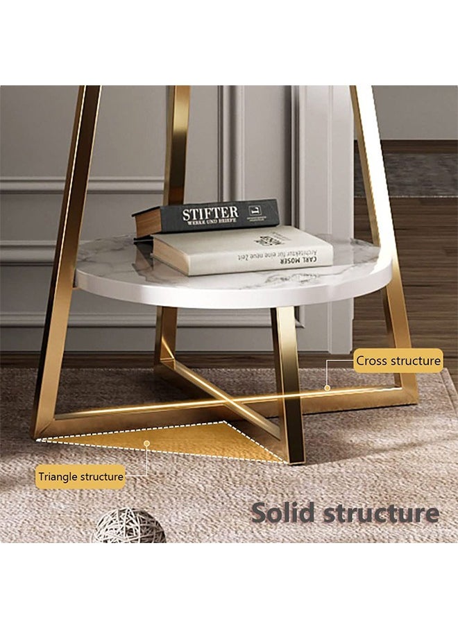 JCB CHIC - Round Coffee Table, Double Layer Sofa Side Table End Table - Image 1