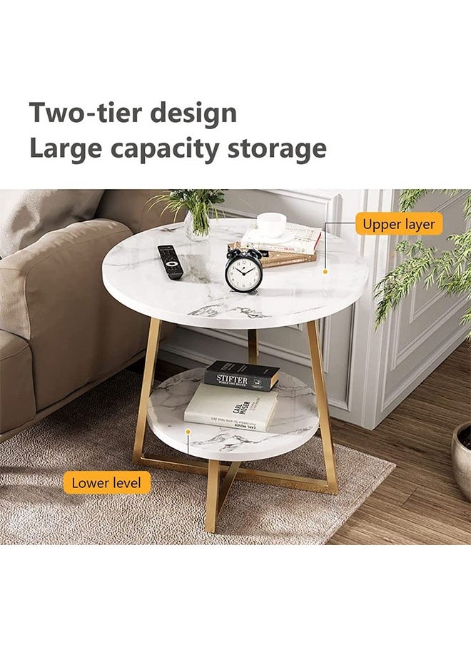 JCB CHIC - Round Coffee Table, Double Layer Sofa Side Table End Table - Image 1