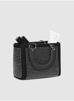 Haute Sauce Rhinestone Top Handle Handbag - Black  - Image 3