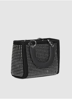 Haute Sauce Rhinestone Top Handle Handbag - Black  - Image 1