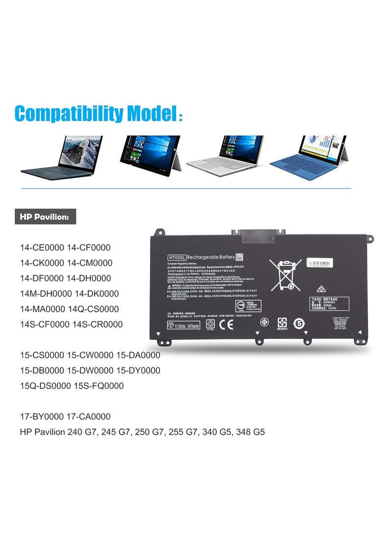 Generic New HT03XL Laptop Battery for HP Pavilion 14-CE 14-CF 14-CK 14Q-CS 14Q-CY 14S-CF 14S-CR 15-CS 15-DA 15-DB 15G-DR 17-BY 17-CA 240 245 246 250 255 340 48 8 G7. HSTNN-LB8L HSTNN-DB8S HSTNN-DB8R  - Image 2