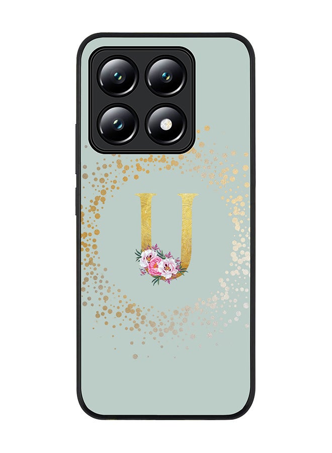Stylizedd For Xiaomi 14T Case,Slim fit Camera Protection, Shockproof Thin Phone cover - Custom Monogram Floral - U (Light Grey ) - Image 1