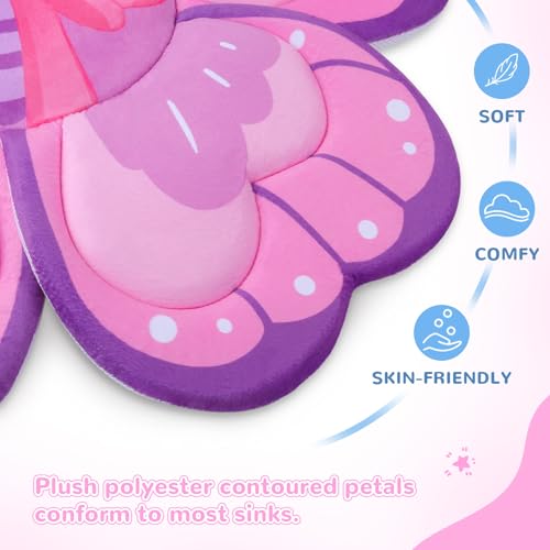 YooxArmor Pink Butterfly Baby Bath Pad Soft NonSlip Bathtub Mat for Newborns Infants Waterproof Bath Cushion with Flower Design for Sink or Tub Safe Comfortable - Image 3