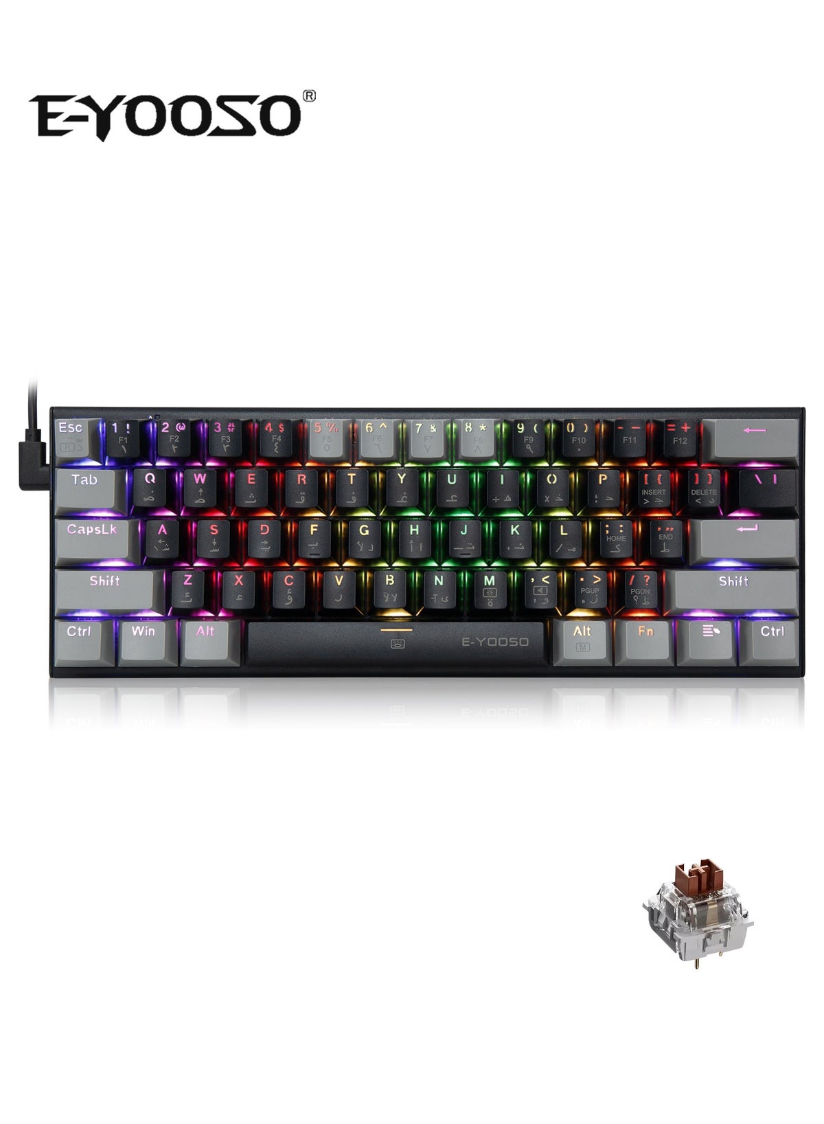 إي يوسو Eyooso z-11 60 Wired Rgb Arabic English Mechanical Keyboard wired 4.19 cm