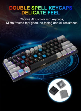 Z-11 60% Wired RGB Arabic & English Mechanical Keyboard,61 Keys Compact Gaming Keyboard with Hot Swappable Brown Switches for Windows, Mac PS(Black Grey) - view 5
