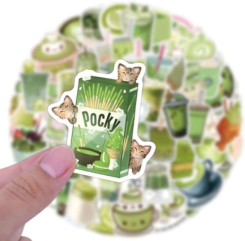 50 Pcs Matcha Stickers Pack Cool Trendy Matcha Sticker for Water Bottle Funny Waterproof for Teens Adults Vinyl for Laptop Skateboard Party Supplies - Image 4