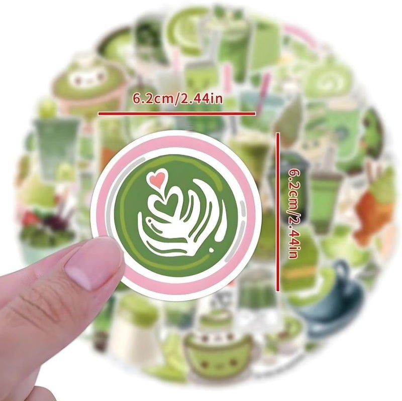 50 Pcs Matcha Stickers Pack Cool Trendy Matcha Sticker for Water Bottle Funny Waterproof for Teens Adults Vinyl for Laptop Skateboard Party Supplies - Image 2
