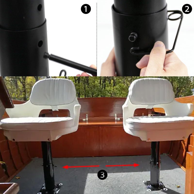 RULLINE Boat seat Pedestalï¼ŒPedestal Base for Boat Seats, Height Adjustable 11.34-17.24 inches, Adjustable Yacht Seat Base - Black Powder Coated Base - Image 4
