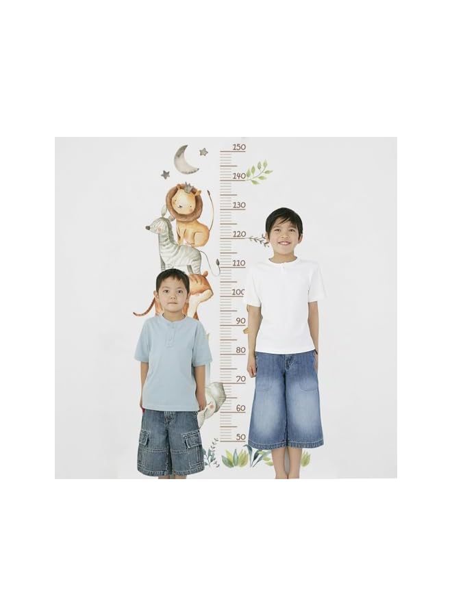 The Bros Cartoon Height Growth Chart for Kids, Self-Adhesive Wall Sticker Forest Animals Wall Sticker, Peel and Stick Sun White Clouds Wall Art Decor for Nursery Kids Bedroom Living Room, Measures 50-150 cm - Image 3