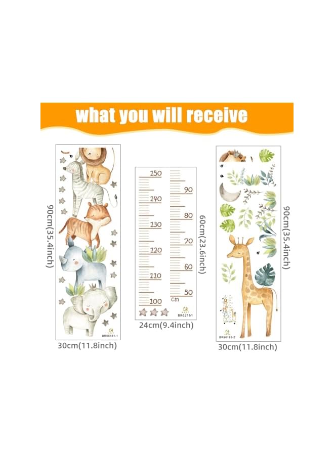 The Bros Cartoon Height Growth Chart for Kids, Self-Adhesive Wall Sticker Forest Animals Wall Sticker, Peel and Stick Sun White Clouds Wall Art Decor for Nursery Kids Bedroom Living Room, Measures 50-150 cm - Image 4