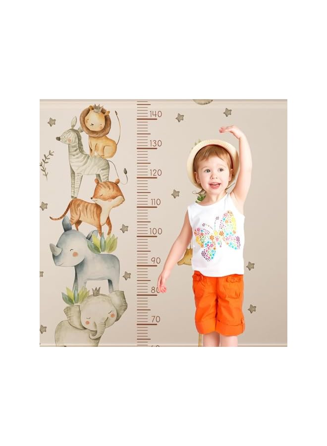 The Bros Cartoon Height Growth Chart for Kids, Self-Adhesive Wall Sticker Forest Animals Wall Sticker, Peel and Stick Sun White Clouds Wall Art Decor for Nursery Kids Bedroom Living Room, Measures 50-150 cm - Image 5
