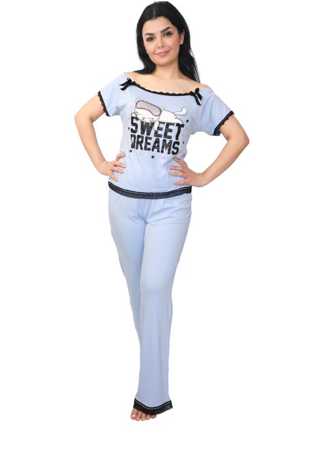 Women's summer pajama set from Daadoush with a distinctive design for a striking summer look for women