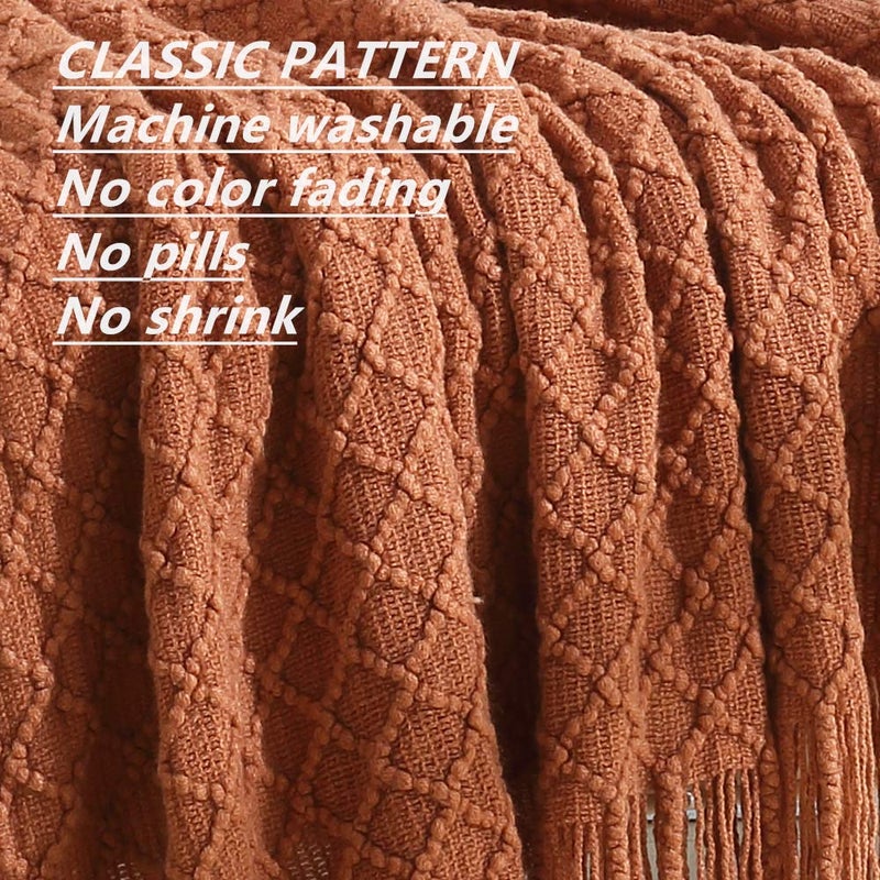 CREVENT Home Farmhouse Decor Rustic Couch Sofa Chair Bed Throw Blanket, Soft Warm Light Weight for Travelling in Spring Summer (50''X60'' Burnt Orange) - Image 5