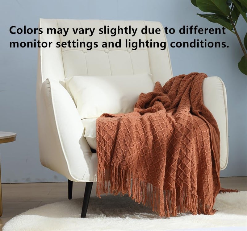 CREVENT Home Farmhouse Decor Rustic Couch Sofa Chair Bed Throw Blanket, Soft Warm Light Weight for Travelling in Spring Summer (50''X60'' Burnt Orange) - Image 4