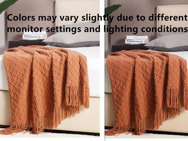 CREVENT Home Farmhouse Decor Rustic Couch Sofa Chair Bed Throw Blanket, Soft Warm Light Weight for Travelling in Spring Summer (50''X60'' Burnt Orange) - Image 2