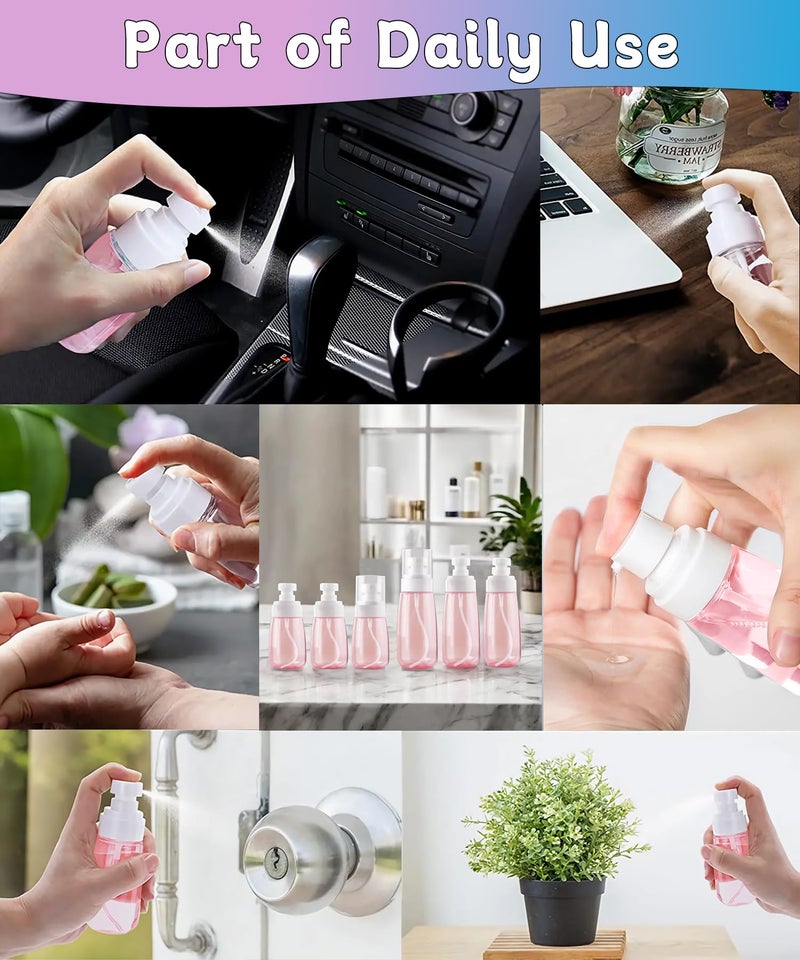 Uadbau 6 Pack Small Spray Bottles - Travel Size 3 Pack 1oz/30ml and 3 Pack 2oz/60ml with 3pcs Funnels, Fine Mist Mini Plastic Refillable Spray Bottles - Pink - Image 3