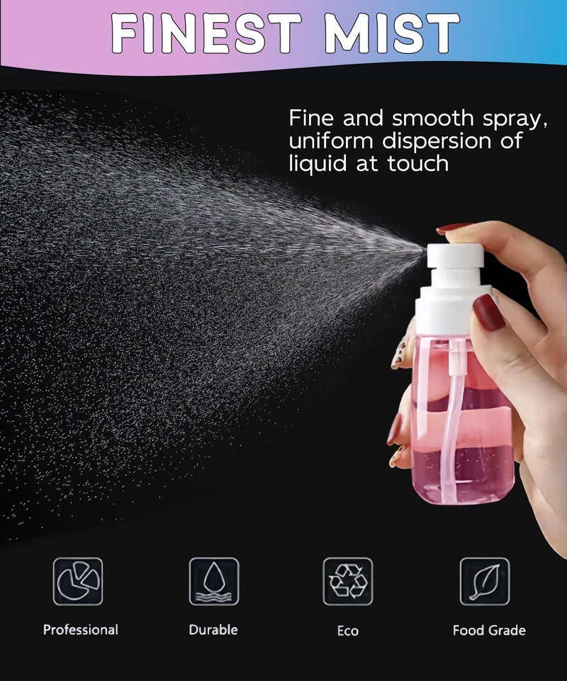 Uadbau 6 Pack Small Spray Bottles - Travel Size 3 Pack 1oz/30ml and 3 Pack 2oz/60ml with 3pcs Funnels, Fine Mist Mini Plastic Refillable Spray Bottles - Pink - Image 2