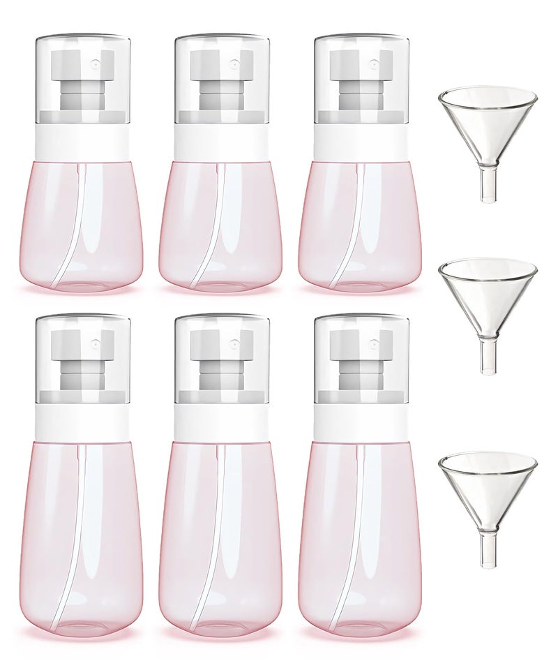 Uadbau 6 Pack Small Spray Bottles - Travel Size 3 Pack 1oz/30ml and 3 Pack 2oz/60ml with 3pcs Funnels, Fine Mist Mini Plastic Refillable Spray Bottles - Pink - Image 1