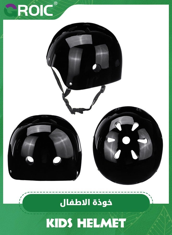 GROIC Kids Protective Gear Adjustable Protective Helmet,Kids Helmet Knee Elbow Pads Wrist Guard Sport Protective Gear Adjustable Scooter Skateboard Roller Bike Skate Cycling Safety Set(Black) - Image 4