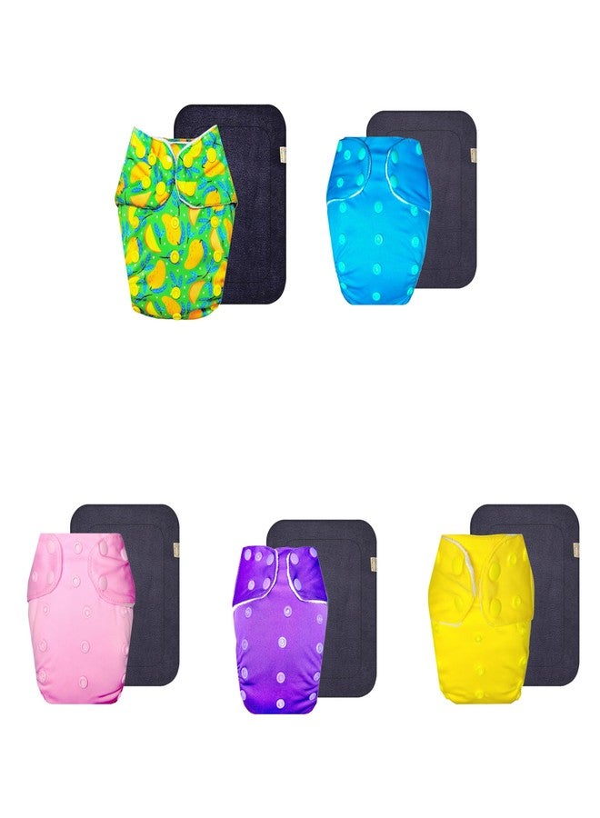 Dumbledo Premium Cloth Diaper with Gray Insert (Pack of 5) | Dry Feel and Comfortable | Breathable | Quick Dry | Everyday Diapering Essential | 3 Months - 3 Years | Unisex Baby - Image 1