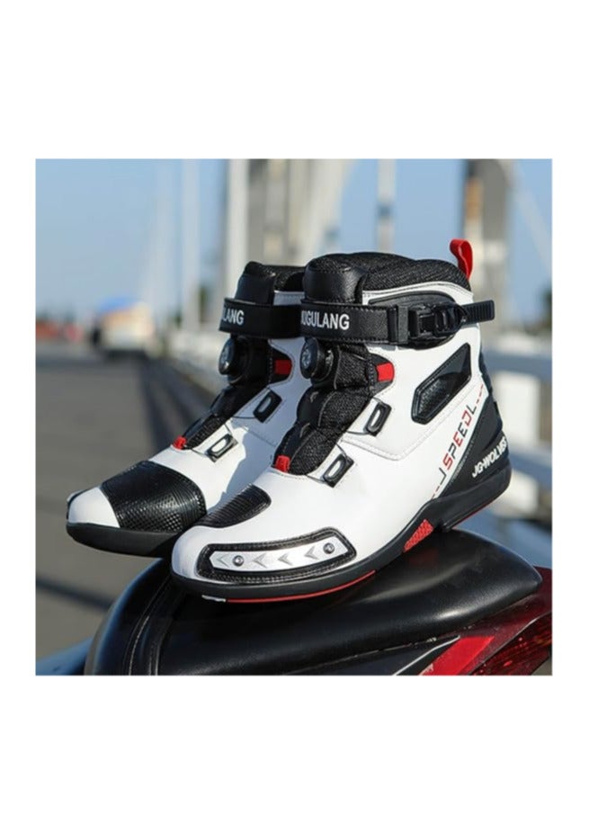 Verci White New High-top Motorbike Shoes Warm Windproof Four Seasons Traction Riding Shoes Motorbike Equipment (42 EUR) - Image 1
