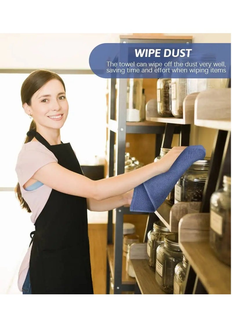KASTWAVE 100% Cotton Kitchen Dish Cloths, 6-Pack Ultra Soft Absorbent Quick Drying Dish Towels, Quick Drying Tea Towels Set, 12x12 Inches, Navy Blue - Image 3