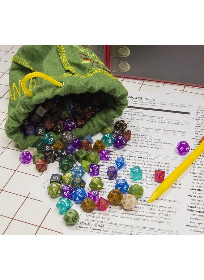 Wiz Dice Wiz Dice Mini DND Dice Set - 140 Pieces Total (20 Sets of 7 Dice in Unique Colors) & Storage D&D Bag-Polyhedral Role Playing Dice - Perfect DND Accessories for TTRPG Dice - Hafling's Haversack  - Image 5