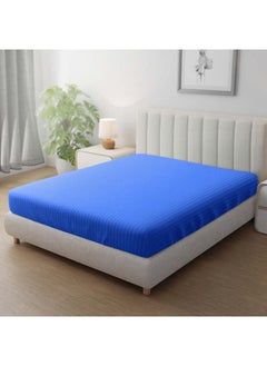 Hotel Linen Klub Hotel Linen Klub Stripe Microfiber Royal Blue Fitted Sheet  - Image 1