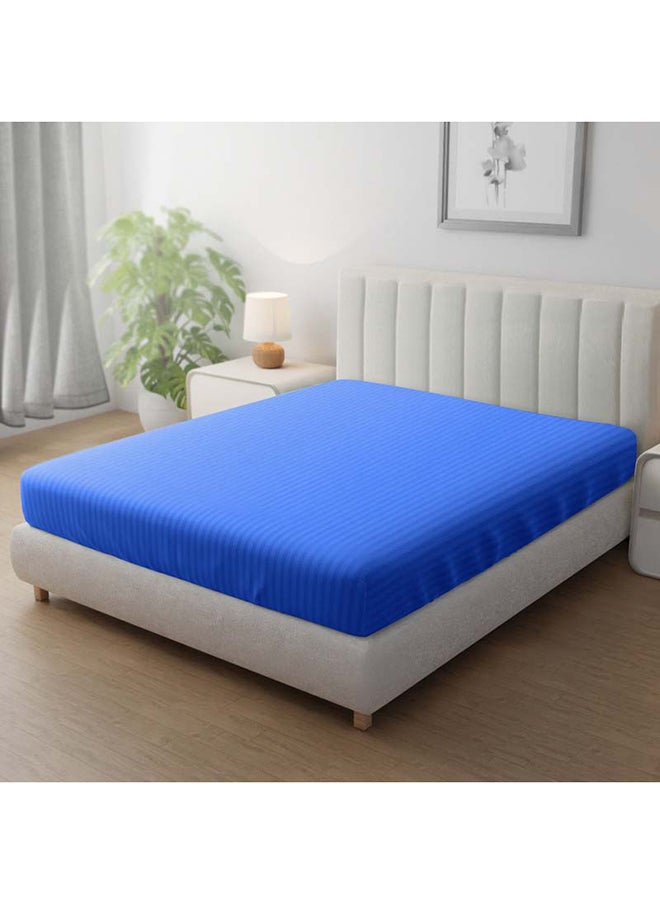 Hotel Linen Klub Hotel Linen Klub Stripe Microfiber Royal Blue Fitted Sheet  - Image 1