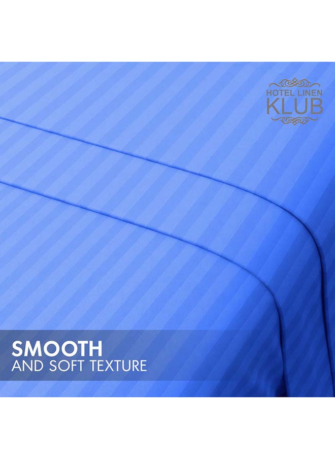 Hotel Linen Klub Hotel Linen Klub Stripe Microfiber Royal Blue Fitted Sheet  - Image 5