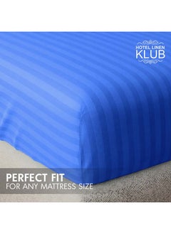 Hotel Linen Klub Hotel Linen Klub Stripe Microfiber Royal Blue Fitted Sheet  - Image 3