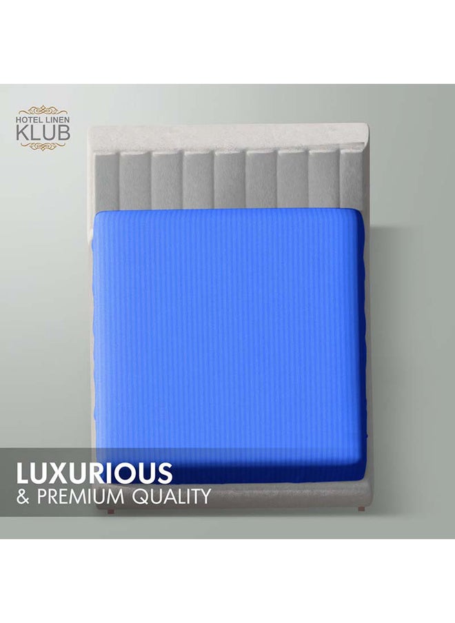 Hotel Linen Klub Hotel Linen Klub Stripe Microfiber Royal Blue Fitted Sheet  - Image 2