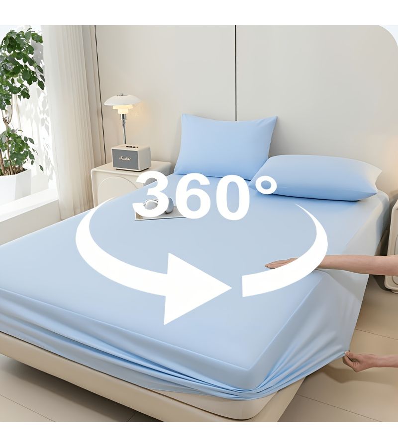 Summer Cooling Fitted Sheet Star Blue 35.43 by 78.74 Inch Skin Friendly Breathable 360 Degree Elastic Mattress Protector Wrinkle Resistant Fade Resistant Shrink Resistant Machine Washable - Image 4