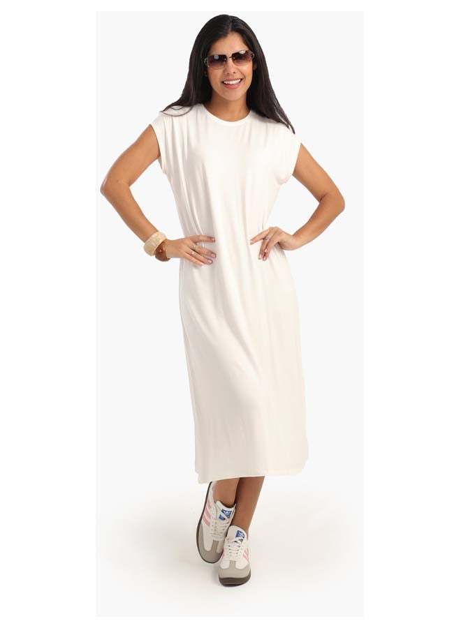 Clue Solid Viscose Midi Dress  - Image 1