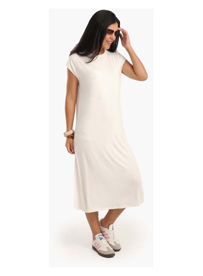 Clue Solid Viscose Midi Dress  - Image 2