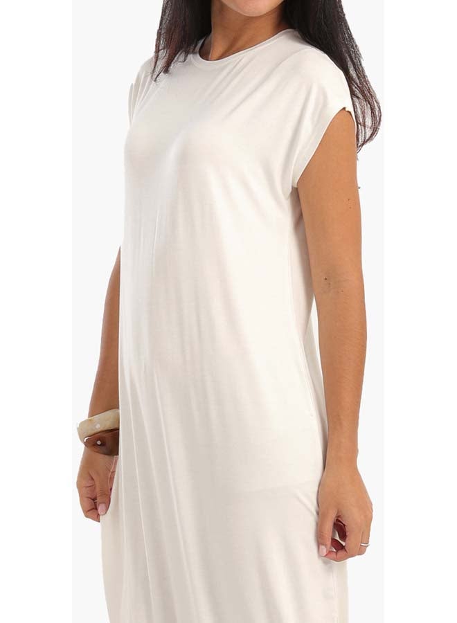 Clue Solid Viscose Midi Dress  - Image 4