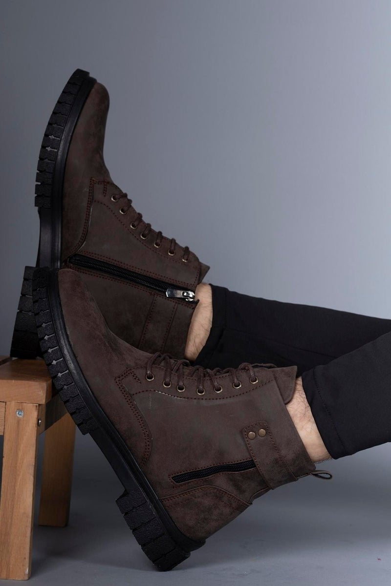 Riccon Men's Zippered Boots 0012699 BROWN - Image 3