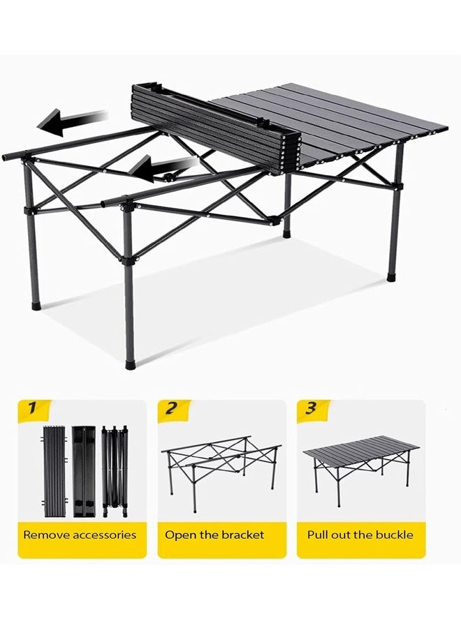 ATM Foldable Outdoor Table and Chair Set – (1 Table - 95x55x50 cm) + (4 Chairs - 36cm) – Black - Image 3