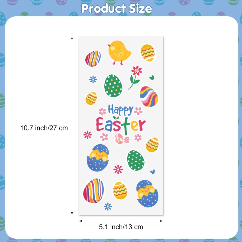 Litmitfu 100 Pcs Easter Treat Bags - Happy Easter Gift Bag, Easters Eggs Plastic Cellophane Bag, Clear Colorful Easters Bunny Goodie Candy Favor Bags with Gold Twist Ties for Easte Party Favors Supplies - Image 3