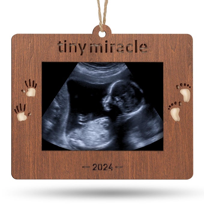 2026 TINY MIRACLE CHRISTMAS KEEPSAKE ORNAMENT SONOGRAM PICTURE FRAME ULTRASOUND PHOTO FRAME IDEA XMAS GIFT FOR EXPECTING PARENTS AND GRANDPARENTS WOODEN CHRISTMAS TREE DECORATION