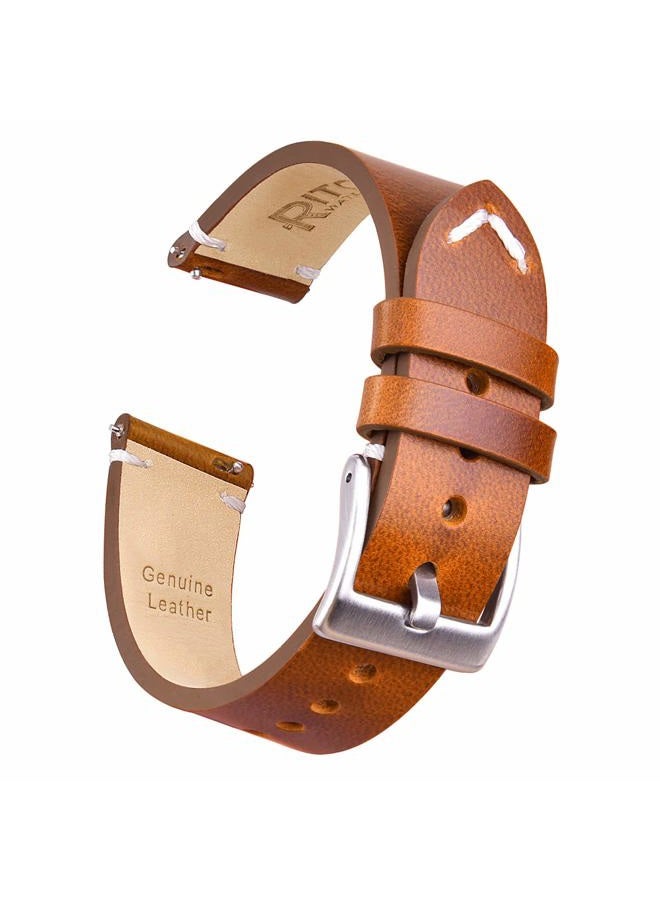 Ritche 18mm Classic Genuine Leather Watch Bands Quick Release Vintage Leather Watch Straps Compatible with Seiko Watch for Men, Valentine's day gifts for him or her - Image 1