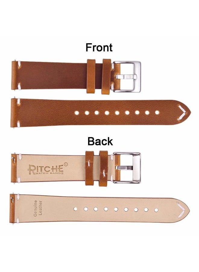 Ritche 18mm Classic Genuine Leather Watch Bands Quick Release Vintage Leather Watch Straps Compatible with Seiko Watch for Men, Valentine's day gifts for him or her - Image 5