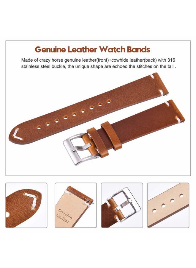 Ritche 18mm Classic Genuine Leather Watch Bands Quick Release Vintage Leather Watch Straps Compatible with Seiko Watch for Men, Valentine's day gifts for him or her - Image 4