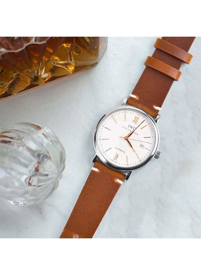 Ritche 18mm Classic Genuine Leather Watch Bands Quick Release Vintage Leather Watch Straps Compatible with Seiko Watch for Men, Valentine's day gifts for him or her - Image 2