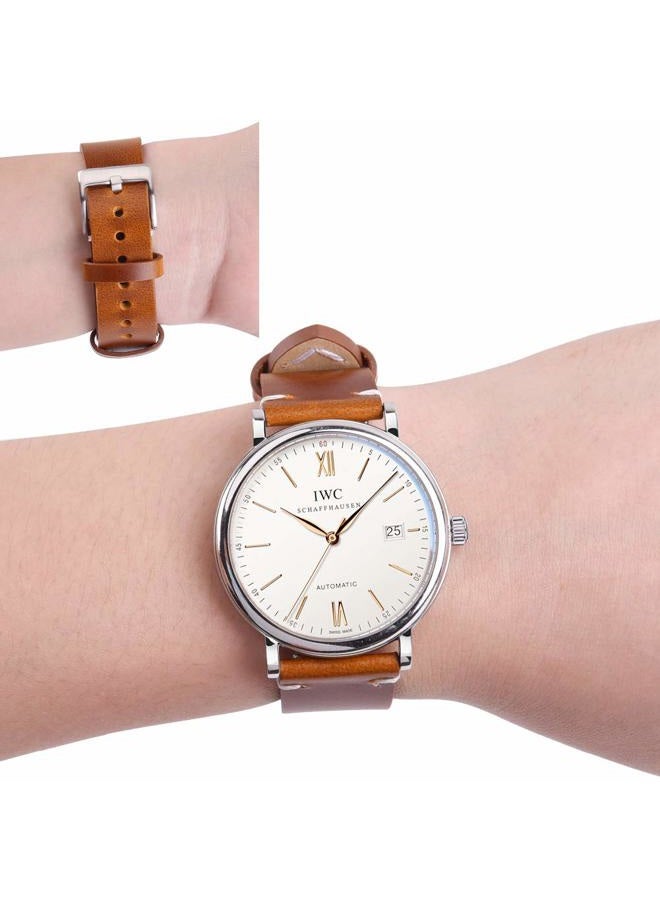 Ritche 18mm Classic Genuine Leather Watch Bands Quick Release Vintage Leather Watch Straps Compatible with Seiko Watch for Men, Valentine's day gifts for him or her - Image 3