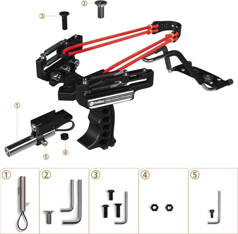 Goldboy Professional Slingshot, Wrist Rocket Slingshot with Red Beam Sight, Hunting Slingshot for Adults with 4 Rubber Bands Replacement and 220 Ammo for Adults - Image 3