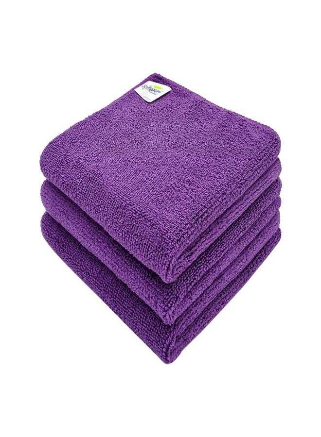 SOFTSPUN Microfiber Baby Hand & Face Wipes 30x30 Cms, 3 Piece Towel Set, 340 GSM (Purple) Super Soft & Silky for Hand, Face and Body - Hypoallergenic Sensitive Skin Wipes & Washcloths. - Image 1